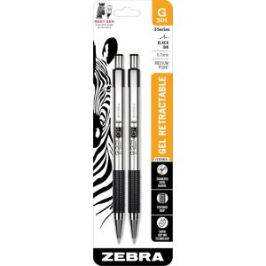 imageZebra Pen G301 Retractable Gel Pen 07mm Medium Point Stainless Steel Barrel Ideal for Office Supplies School Supplies ampamp Teacher Supplies Black Ink 12Pack 41310Black B