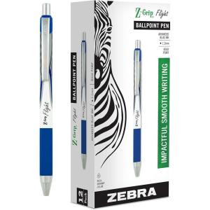 imageZebra Pen ZGrip Flight Retractable Ballpoint Pen Bold Point 12mm Blue Ink School Supplies Teacher Supplies and Office Supplies Smooth Writing QuickDrying 12Pack 21920