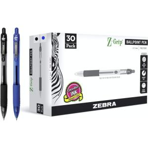 imageZebra Pen ZGrip Retractable Ballpoint Pen Fine Point 07mm Black Ink 12PackBlackBlue A