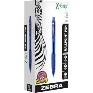 imageZebra Pen ZGrip Retractable Ballpoint Pen Fine Point 07mm Black Ink 12PackBlue A