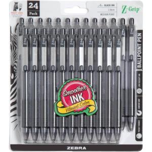 imageZebra Pen ZGrip Retractable Ballpoint Pen SmoothFlowing Assorted Fashion Colors 10mm Medium Point School Supplies Teacher Supplies and Office Supplies 18Pack 22208Black G