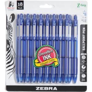 imageZebra Pen ZGrip Retractable Ballpoint Pen SmoothFlowing Assorted Fashion Colors 10mm Medium Point School Supplies Teacher Supplies and Office Supplies 18Pack 22208Blue C