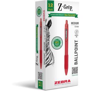 imageZebra Pen ZGrip Retractable Ballpoint Pen SmoothFlowing Assorted Fashion Colors 10mm Medium Point School Supplies Teacher Supplies and Office Supplies 18Pack 22208Red B