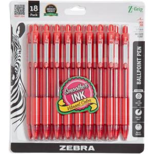imageZebra Pen ZGrip Retractable Ballpoint Pen SmoothFlowing Assorted Fashion Colors 10mm Medium Point School Supplies Teacher Supplies and Office Supplies 18Pack 22208Red C