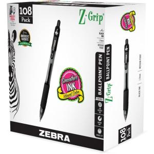 imageZebra Pen ZGrip Retractable Ballpoint Pen SmoothFlowing Assorted Fashion Colors 10mm Medium Point School Supplies Teacher Supplies and Office Supplies 18Pack 22208Black K