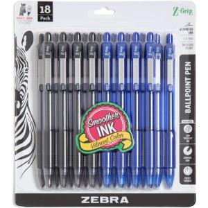 imageZebra Pen ZGrip Retractable Ballpoint Pen SmoothFlowing Assorted Fashion Colors 10mm Medium Point School Supplies Teacher Supplies and Office Supplies 18Pack 22208BlackBlue A
