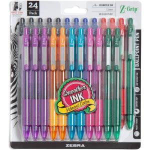 imageZebra Pen ZGrip Retractable Ballpoint Pen SmoothFlowing Assorted Fashion Colors 10mm Medium Point School Supplies Teacher Supplies and Office Supplies 18Pack 22208Assorted Fashion C