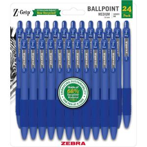 imageZebra Pen ZGrip Retractable Ballpoint Pen SmoothFlowing Assorted Fashion Colors 10mm Medium Point School Supplies Teacher Supplies and Office Supplies 18Pack 22208Blue E