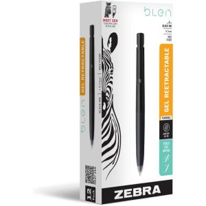 imageZebra Pen bLen Gel Pens 07mm Medium Point Black Ink 6Pack With 4 Refills Smooth FastDrying Ink VibrationFree Writing Experience Rubber Grip LowProfile Clip 41416Black E