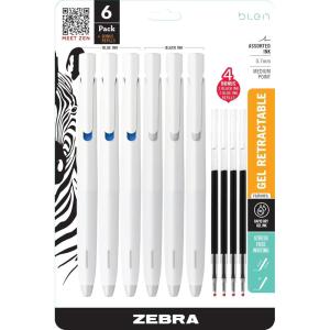 imageZebra Pen bLen Gel Pens 07mm Medium Point Black Ink 6Pack With 4 Refills Smooth FastDrying Ink VibrationFree Writing Experience Rubber Grip LowProfile Clip 41416BlackBlue