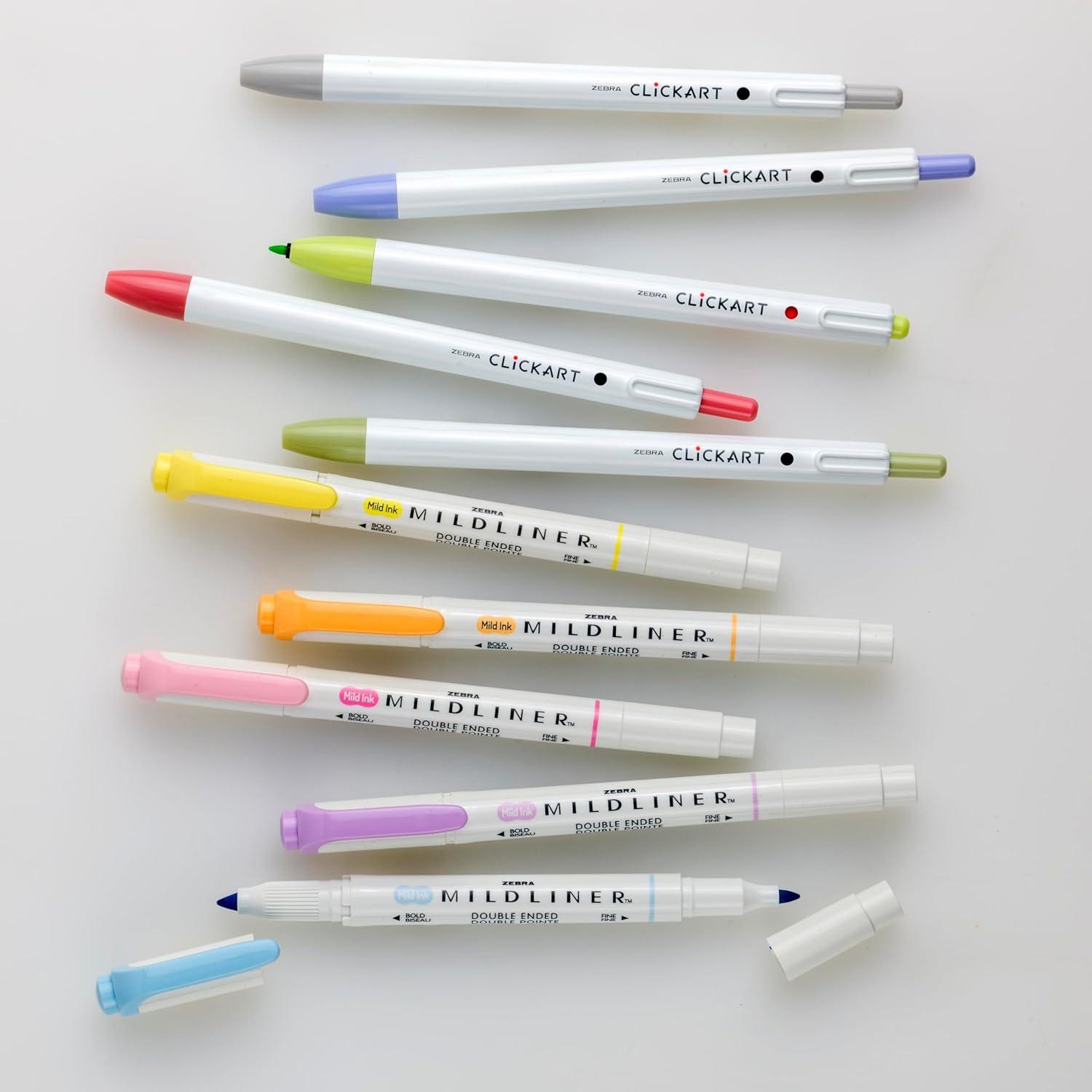 imageZebra Pen  Creative 10Pack Journaling Set  No Bleed Highlighters ampamp CLiCKART Pens  Assorted Colors for NoteTaking Bible Study Bullet Journaling 14010