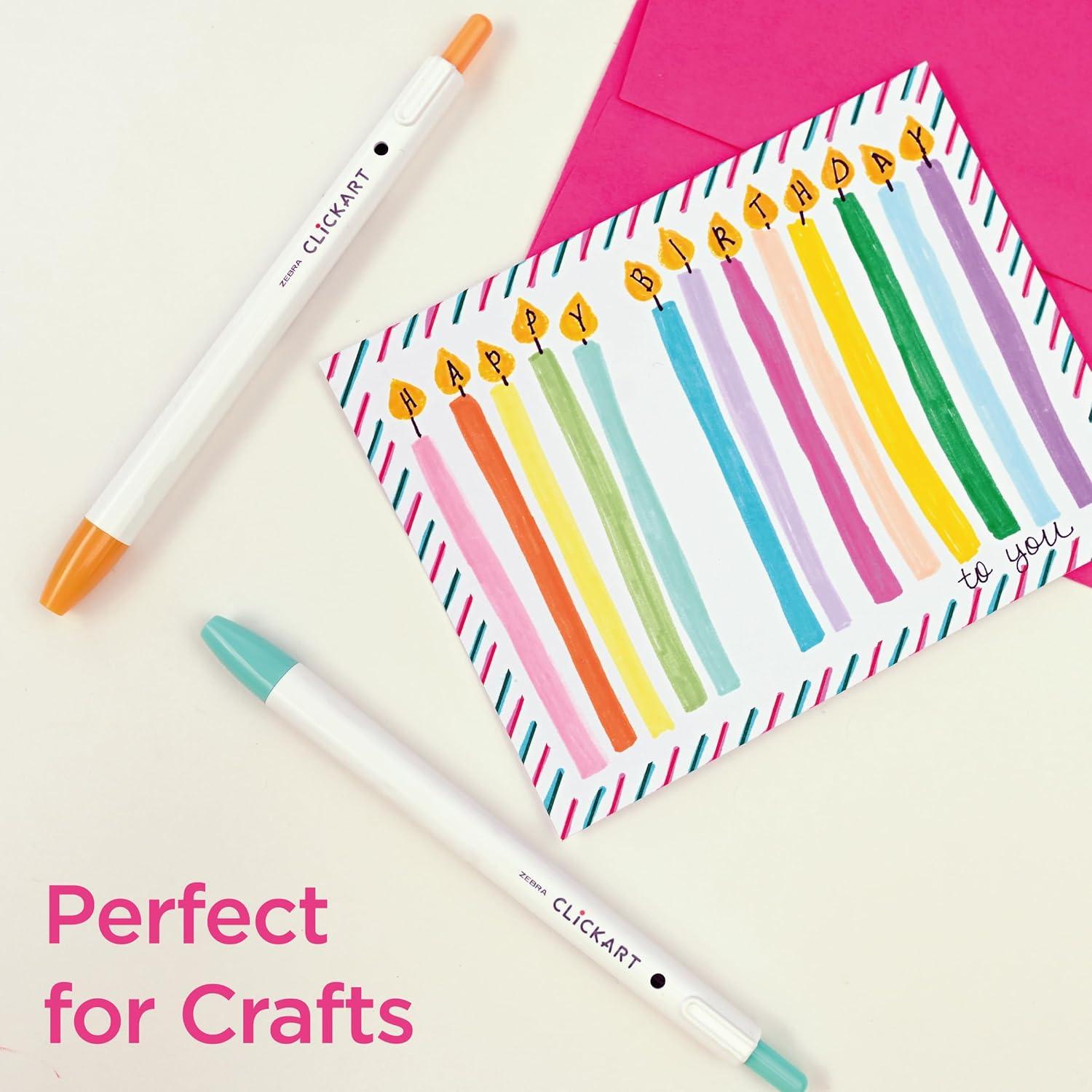 imageZebra Pen CLiCKART Retractable Felt Tip Pen Assorted Ink Colors 06mm Fine Point Moisture Absorbing to Prevent Drying Out School Supplies and Teacher Supplies 6Pack 69006Assorted Light and Dark A