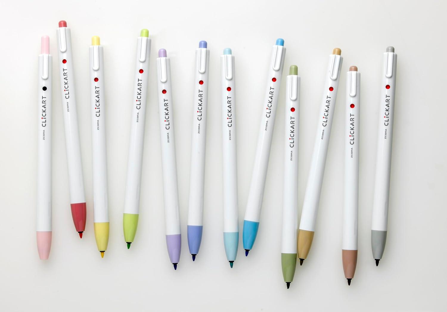 imageZebra Pen CLiCKART Retractable Felt Tip Pen Assorted Ink Colors 06mm Fine Point Moisture Absorbing to Prevent Drying Out School Supplies and Teacher Supplies 6Pack 69006Assorted B
