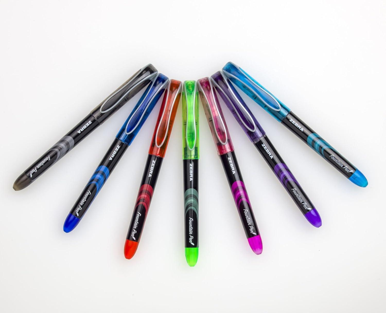 imageZebra Pen Fountain Fine 06 Mm Assorted Ink Colors Assorted 7pack
