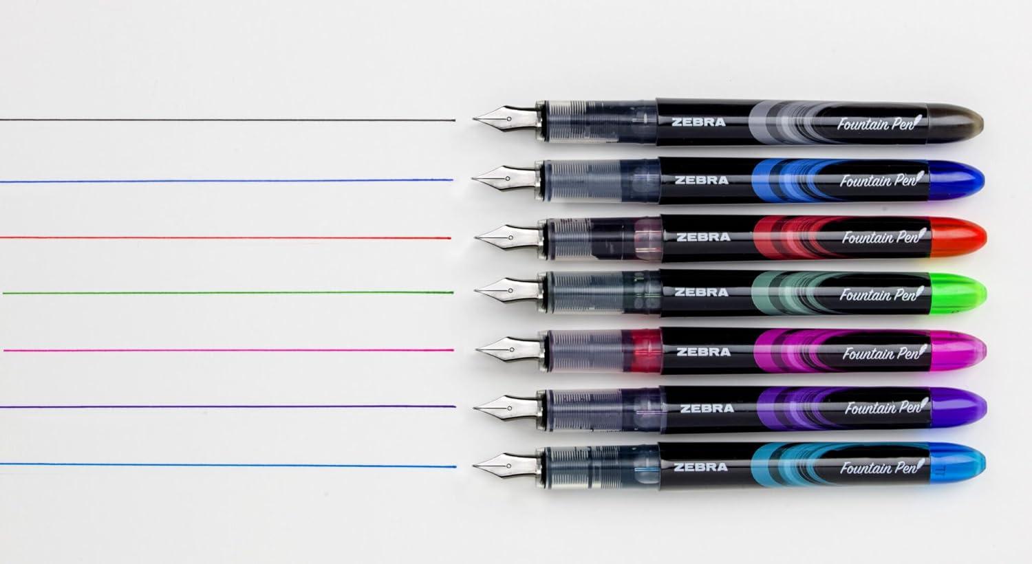 imageZebra Pen Fountain Fine 06 Mm Assorted Ink Colors Assorted 7pack