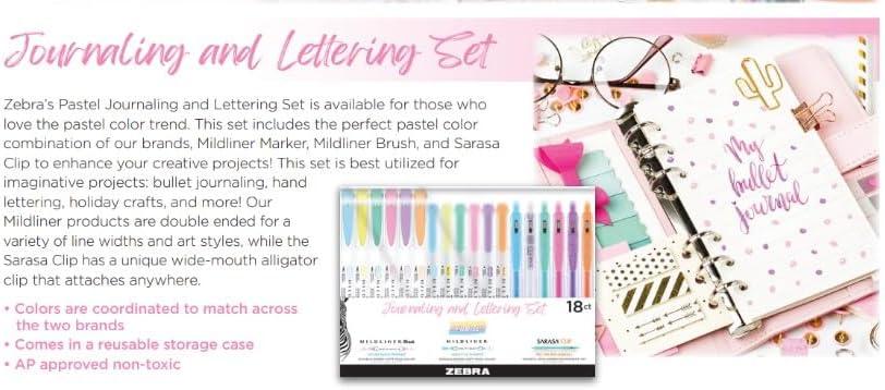 imageZebra Pen Journaling Set 14Pack Assorted Colors Includes 7 Mildliner Highlighters and 7 Sarasa Clip Gel Pens Ideal for Journals Planners and NoteTaking 10014Calligraphy and Journaling Set