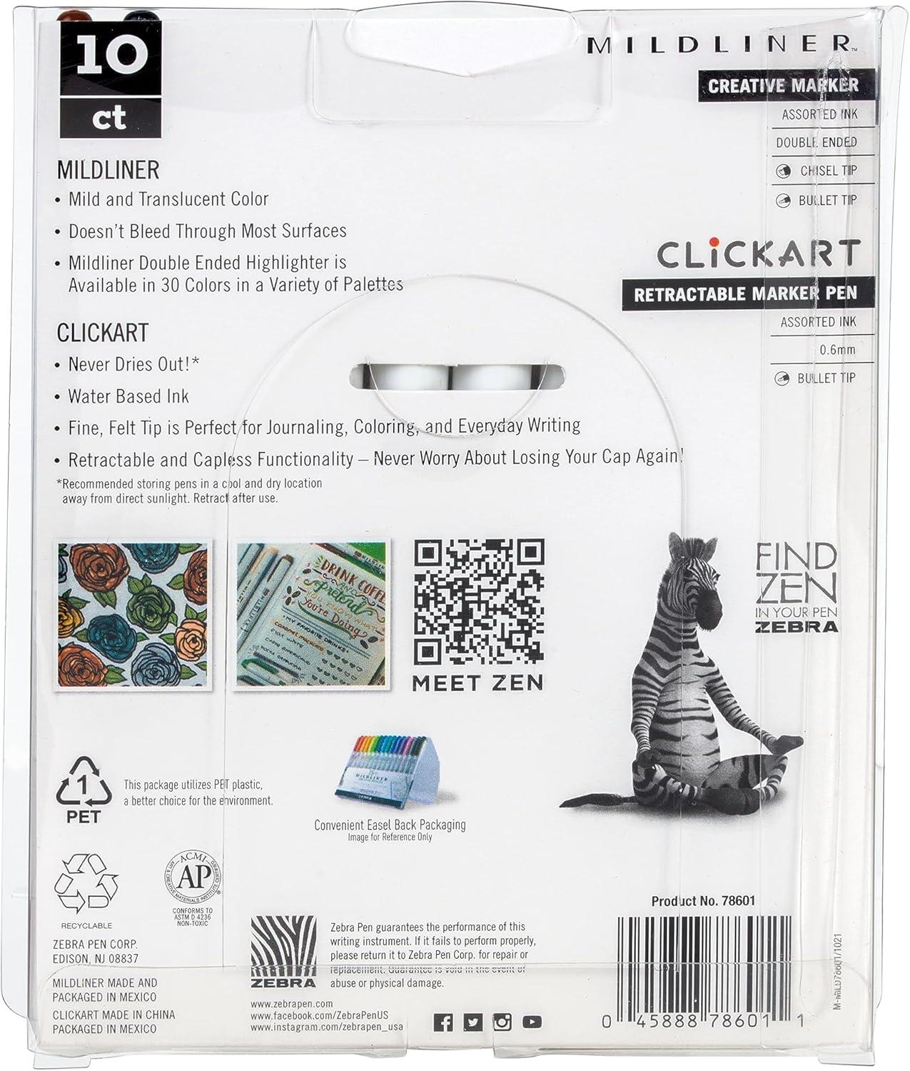 imageZebra Pen Mildliner DoubleEnded Brush Marker Brush and Fine Tip Pens Ideal for Bible Highlighting No Bleed Assorted Soft Colors 15Pack 79115Assorted