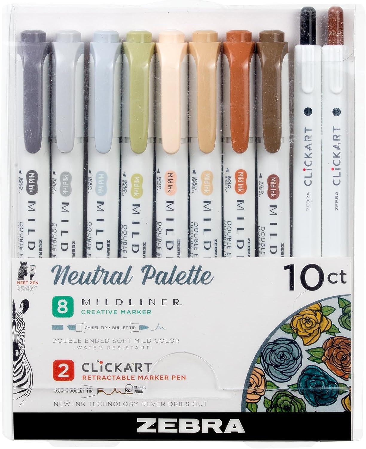 imageZebra Pen Mildliner DoubleEnded Brush Marker Brush and Fine Tip Pens Ideal for Bible Highlighting No Bleed Assorted Soft Colors 15Pack 79115Assorted