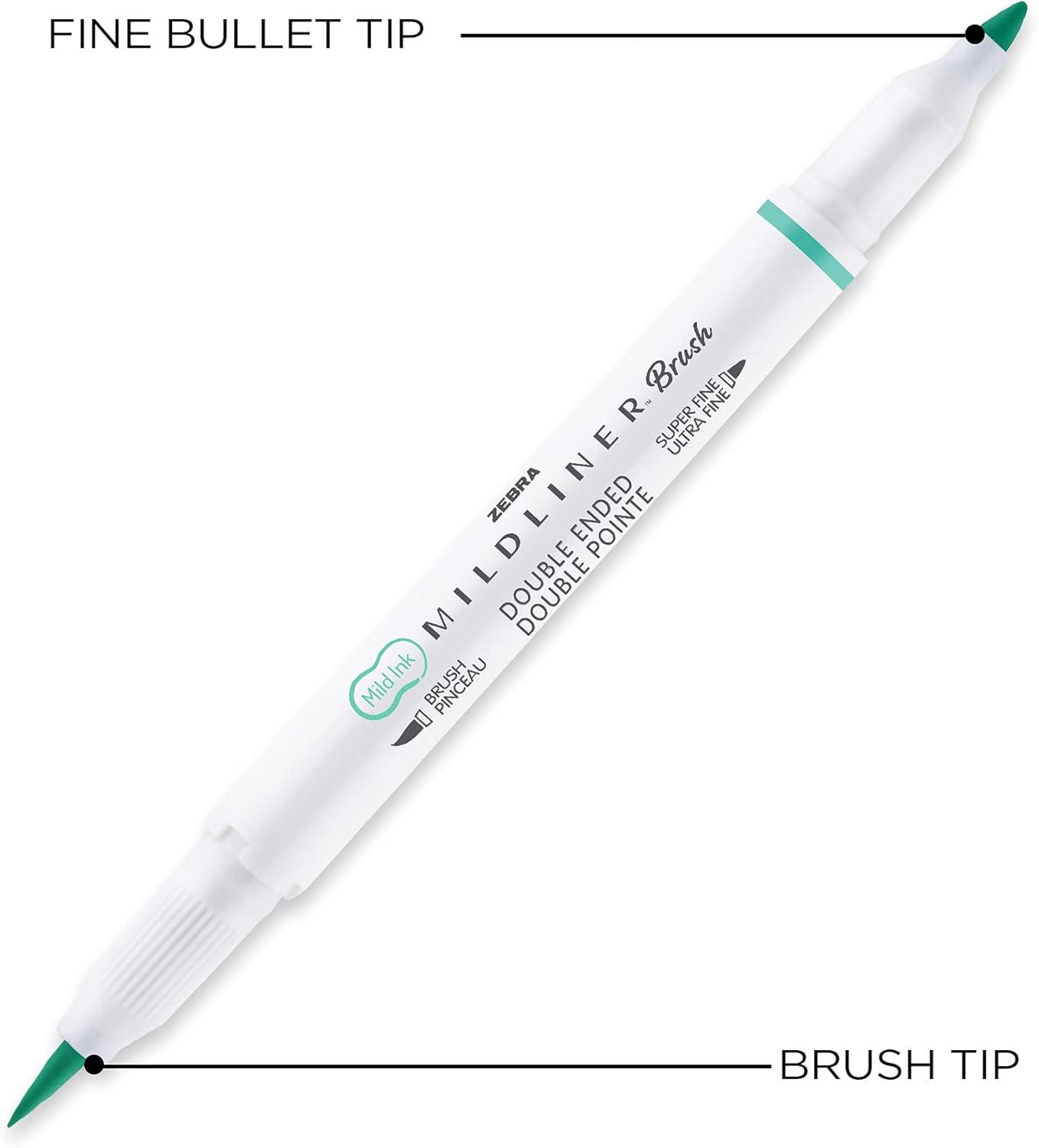 imageZebra Pen Mildliner DoubleEnded Brush Marker Brush and Fine Tip Pens Ideal for Bible Highlighting No Bleed Assorted Soft Colors 15Pack 79115Assorted C
