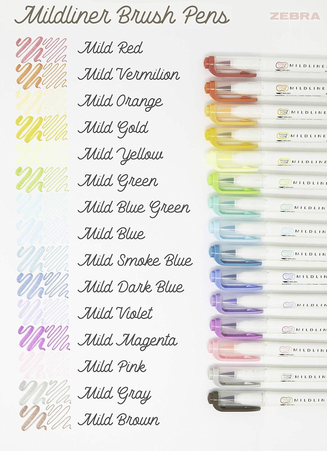 imageZebra Pen Mildliner DoubleEnded Brush Marker Brush and Fine Tip Pens Ideal for Bible Highlighting No Bleed Assorted Soft Colors 15Pack 79115Assorted D