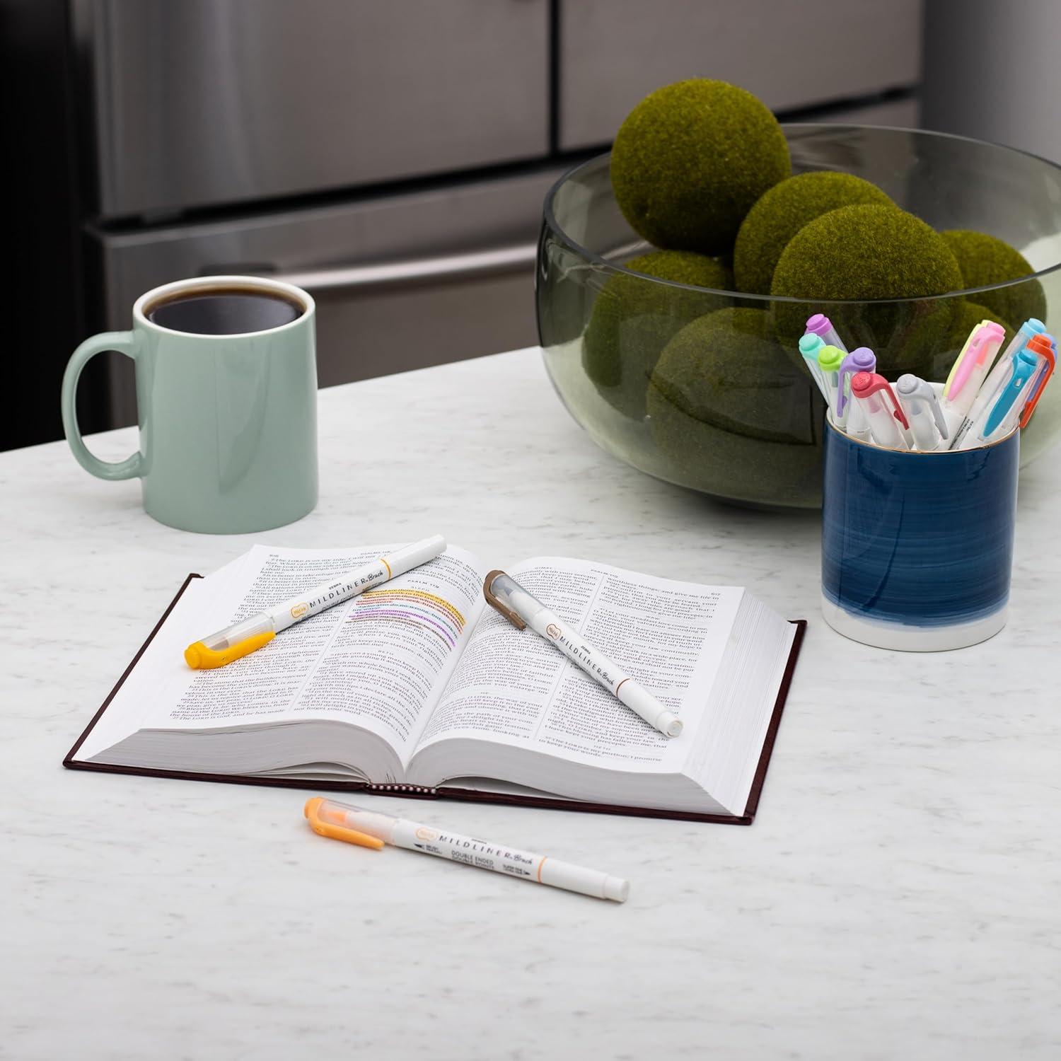 imageZebra Pen Mildliner DoubleEnded Brush Marker Brush and Fine Tip Pens Ideal for Bible Highlighting No Bleed Assorted Soft Colors 15Pack 79115Assorted D