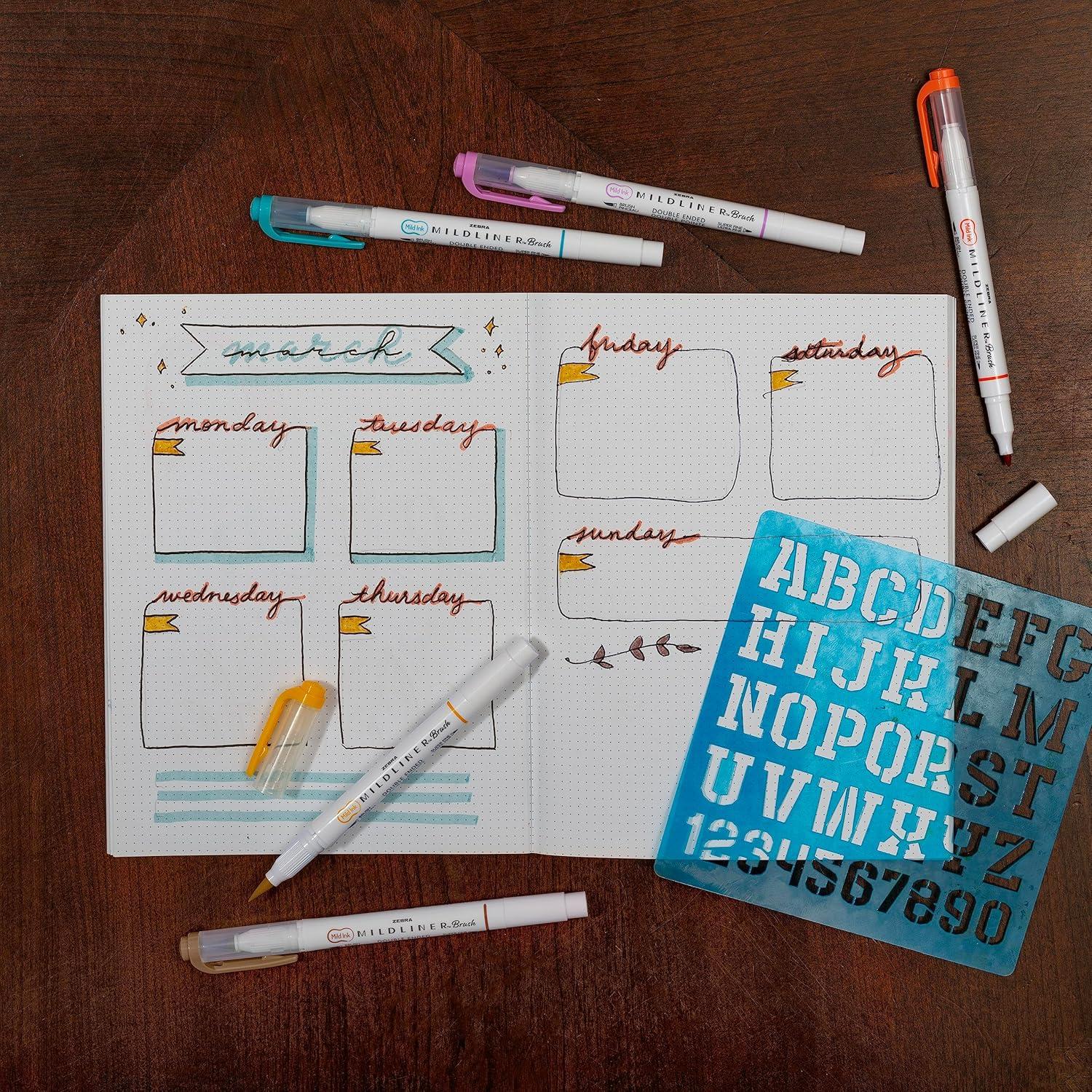 imageZebra Pen Mildliner DoubleEnded Brush Marker Brush and Fine Tip Pens Ideal for Bible Highlighting No Bleed Assorted Soft Colors 15Pack 79115Assorted Warm