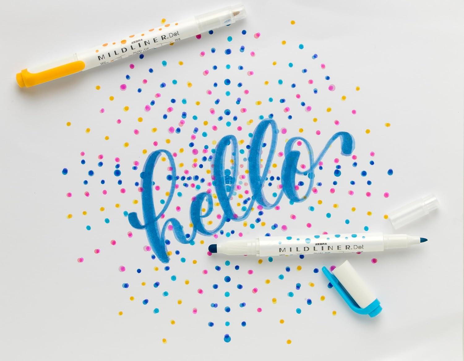 imageZebra Pen Mildliner DualTip Dot Stamp Marker WaterBased Pigment Ink Extra Fine Bullet ampamp Dot Stamp Tips Assorted Colors 10Pack 73310Assorted 5