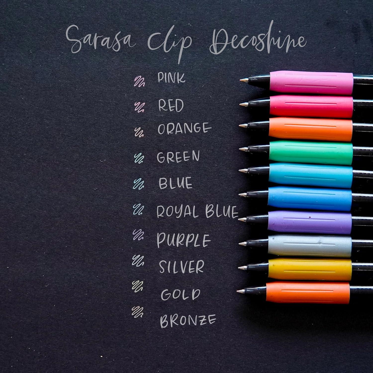 imageZebra Pen Sarasa Clip Retractable Gel Pen 05mm Fine Point Light and Dark Assorted Colors Ideal for School Supplies and Teacher Supplies 10Pack 49510Assorted Metallic