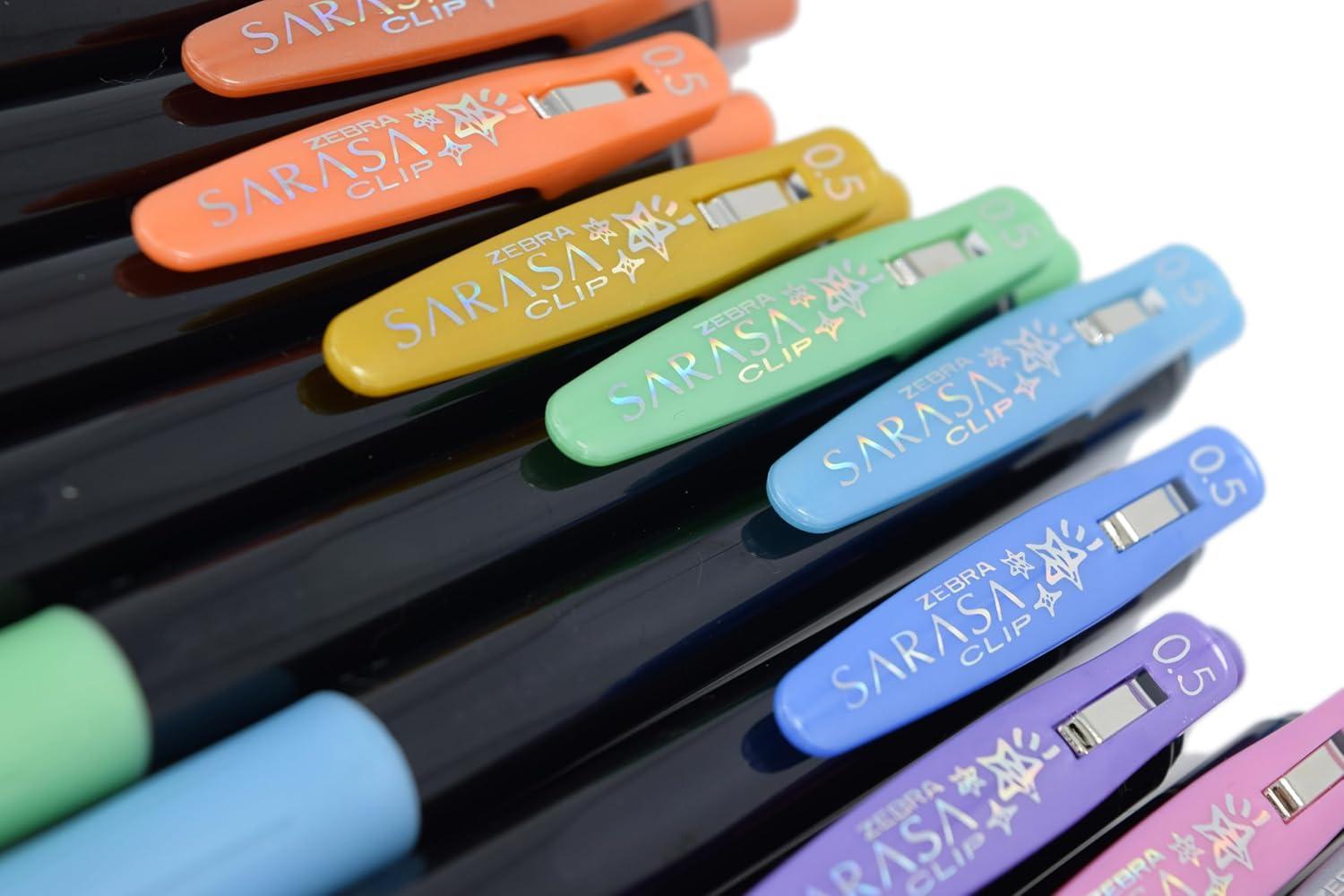 imageZebra Pen Sarasa Clip Retractable Gel Pen 05mm Fine Point Light and Dark Assorted Colors Ideal for School Supplies and Teacher Supplies 10Pack 49510Assorted Metallic