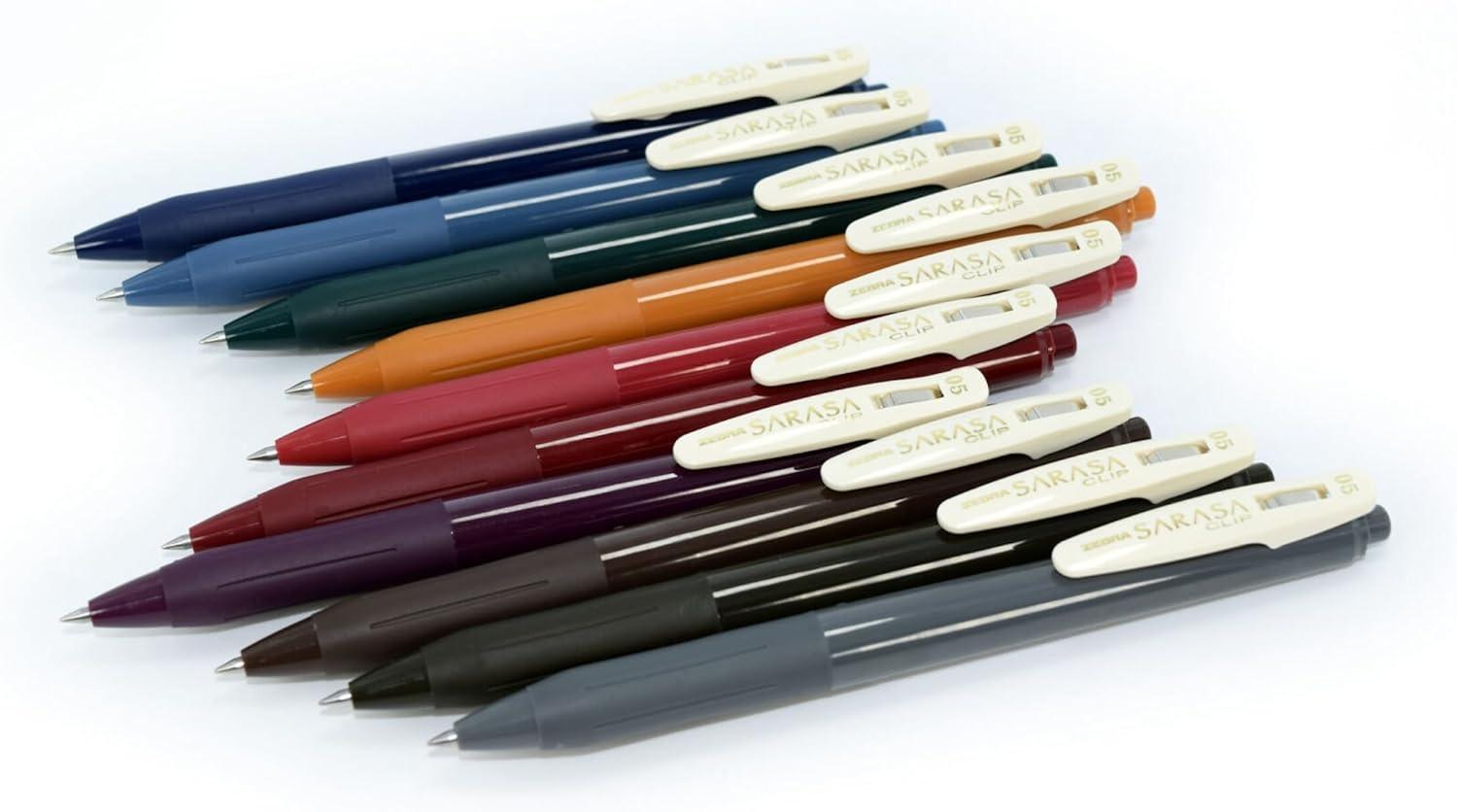 imageZebra Pen Sarasa Clip Retractable Gel Pen 05mm Fine Point Light and Dark Assorted Colors Ideal for School Supplies and Teacher Supplies 10Pack 49510Neutral Vintage C