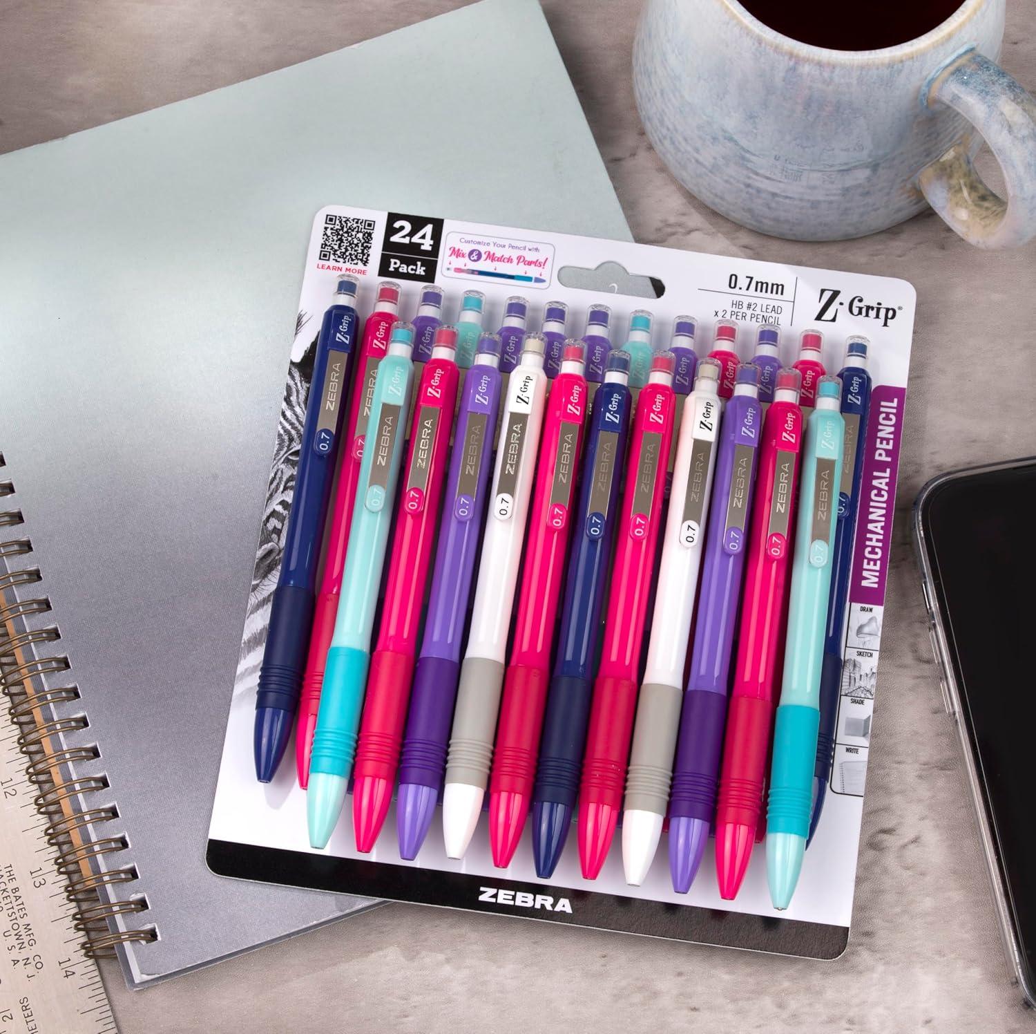 imageZebra Pen ZGrip Mechanical Pencils 07mm Point Size HB 2 Graphite Teacher Supplies and School Supplies Assorted Bright Colored Barrels 10Pack 50710Assorted Brights B