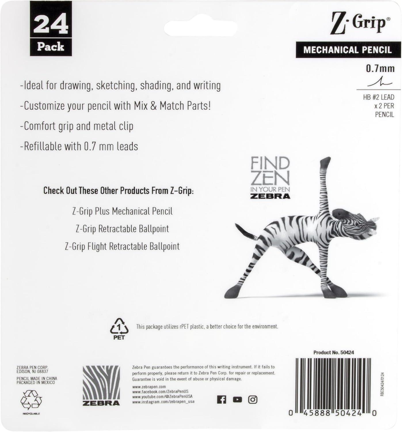 imageZebra Pen ZGrip Mechanical Pencils 07mm Point Size HB 2 Graphite Teacher Supplies and School Supplies Assorted Bright Colored Barrels 10Pack 50710Assorted Brights B