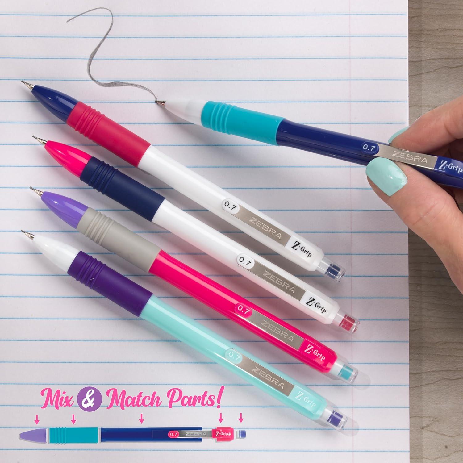 imageZebra Pen ZGrip Mechanical Pencils 07mm Point Size HB 2 Graphite Teacher Supplies and School Supplies Assorted Bright Colored Barrels 10Pack 50710Assorted Brights B