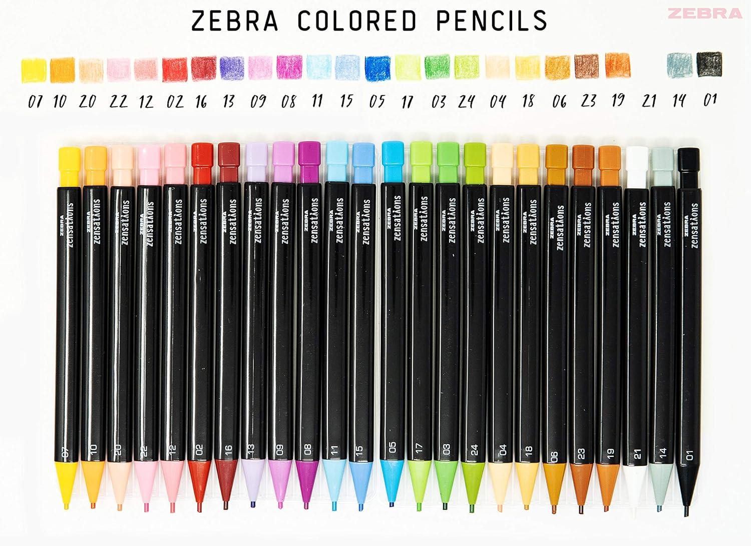 imageZebra Zensations Mechanical Colored Pencils 20mm Point Size Assorted Colored Lead 12Count1 Count Pack of 24