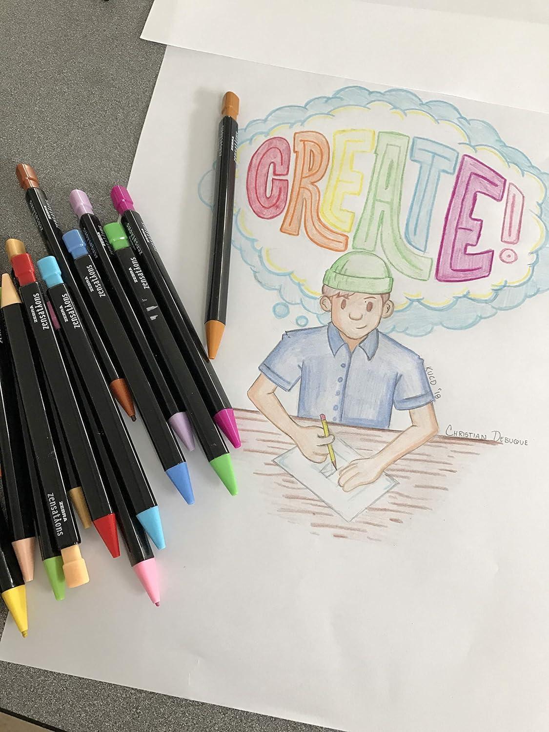 imageZebra Zensations Mechanical Colored Pencils 20mm Point Size Assorted Colored Lead 12Count1 Count Pack of 30