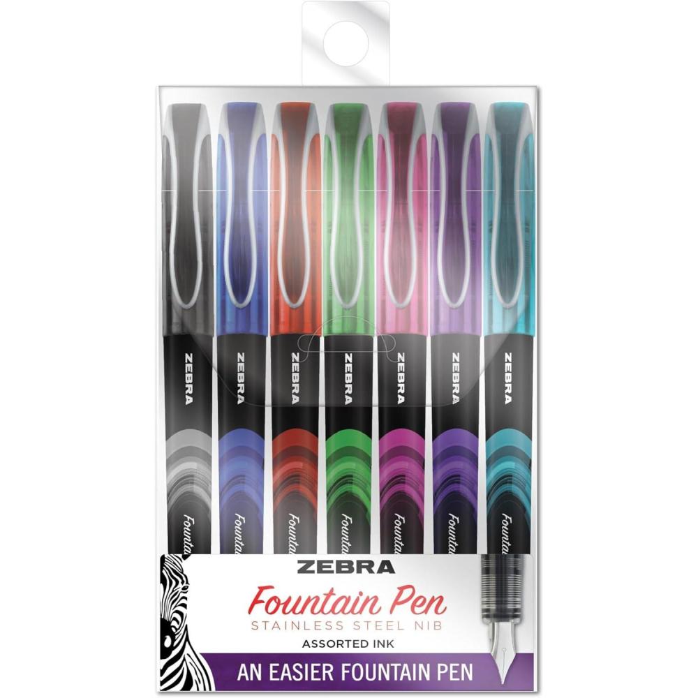 imageZebra Pen Fountain Fine 06 Mm Assorted Ink Colors Assorted 7pack