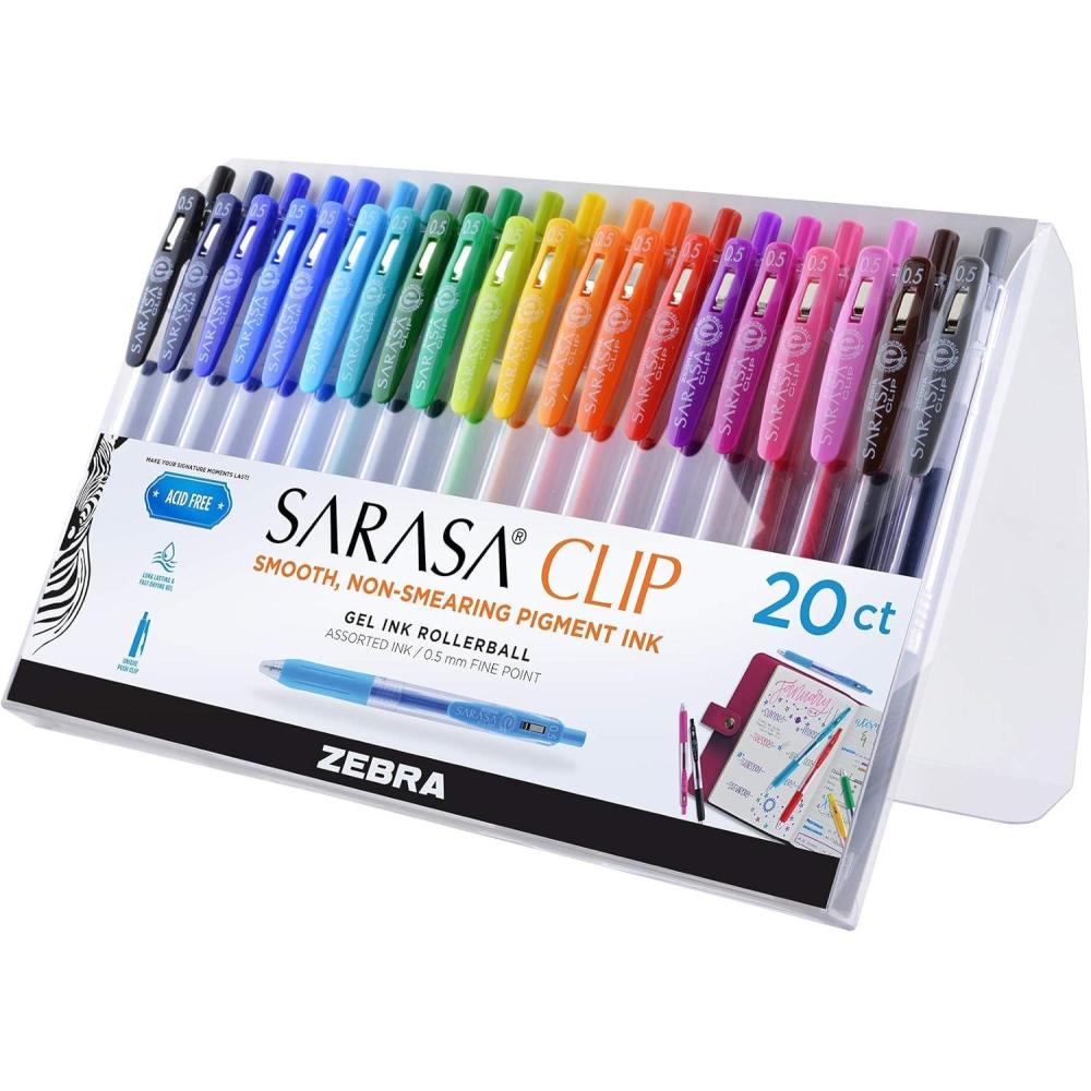 imageZebra Pen Sarasa Clip Retractable Gel Pen 05mm Fine Point Light and Dark Assorted Colors Ideal for School Supplies and Teacher Supplies 10Pack 49510Assorted Rainbow B