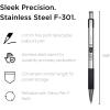 imageZebra Pen F301 Ballpoint Fine Point 07mm Stainless Steel Retractable Ballpoint 4Pack  EasyGlide Ink NonSlip Grip Metal Clip Refillable with FRefill Professional Design 27174Black F