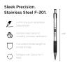 imageZebra Pen F301 Ballpoint Stainless Steel Retractable Pen Fine Point 07mm Black Ink 1Pack 27111