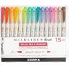imageZebra Pen Mildliner DoubleEnded Brush Marker Brush and Fine Tip Pens Ideal for Bible Highlighting No Bleed Assorted Soft Colors 15Pack 79115Assorted