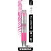 imageZebra Pen F301 Retractable Ballpoint Pen Stainless Steel Barrel with BCA Pink Accents Fine Point Black Ink 2Pack