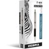 imageZebra Pen F402 Stainless Steel Retractable Ballpoint Ink Pens 12Pack Black Ink 07mm Fine Point EasyGlide Ink NonSlip Grip Metal Clip Refillable With FRefill 29210