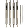 imageZebra Pen F701 Retractable Ballpoint Pen 08mm Fine Point Stainless Steel Barrel Ideal for Office Supplies School Supplies ampamp Teacher Supplies Black Ink 4Pack Plus 2 Refills 50113Black C