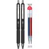 imageZebra Pen G350 Gel Pens 2Pack Black Ink 07mm Medium Point Crimson Red Premium Metal Barrel Rapid Dry Ink Textured Rubber Grip Secure Metal Clip Includes 2 Refills 40312Black Barrel