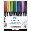 imageZebra Pen Sarasa Fineliner Pens Needle Point Medium Point 08 mm Assorted Colors 10Pack 67101