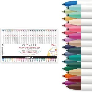 imageZebra Pen CLiCKART Retractable Felt Tip Pen Assorted Ink Colors 06mm Fine Point Moisture Absorbing to Prevent Drying Out School Supplies and Teacher Supplies 6Pack 69006Assorted Light and Dark A