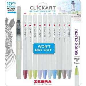 imageZebra Pen CLiCKART Retractable Felt Tip Pen Assorted Ink Colors 06mm Fine Point Moisture Absorbing to Prevent Drying Out School Supplies and Teacher Supplies 6Pack 69006Assorted B