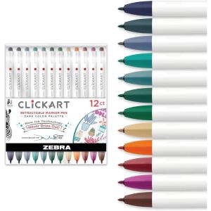 imageZebra Pen CLiCKART Retractable Felt Tip Pen Assorted Ink Colors 06mm Fine Point Moisture Absorbing to Prevent Drying Out School Supplies and Teacher Supplies 6Pack 69006Assorted Dark A