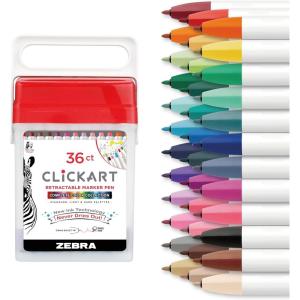imageZebra Pen CLiCKART Retractable Felt Tip Pen Assorted Ink Colors 06mm Fine Point Moisture Absorbing to Prevent Drying Out School Supplies and Teacher Supplies 6Pack 69006Assorted Light and Dark B