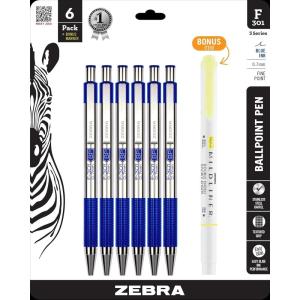 imageZebra Pen F301 Ballpoint Fine Point 07mm Stainless Steel Retractable Ballpoint 4Pack  EasyGlide Ink NonSlip Grip Metal Clip Refillable with FRefill Professional Design 27174Blue C